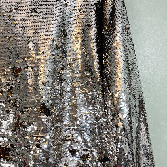 DONNA SALYERS Fabulous Furs Party Jacket Womens Plus 3X Zip Gold Sequins Silver - Picture 5 of 10